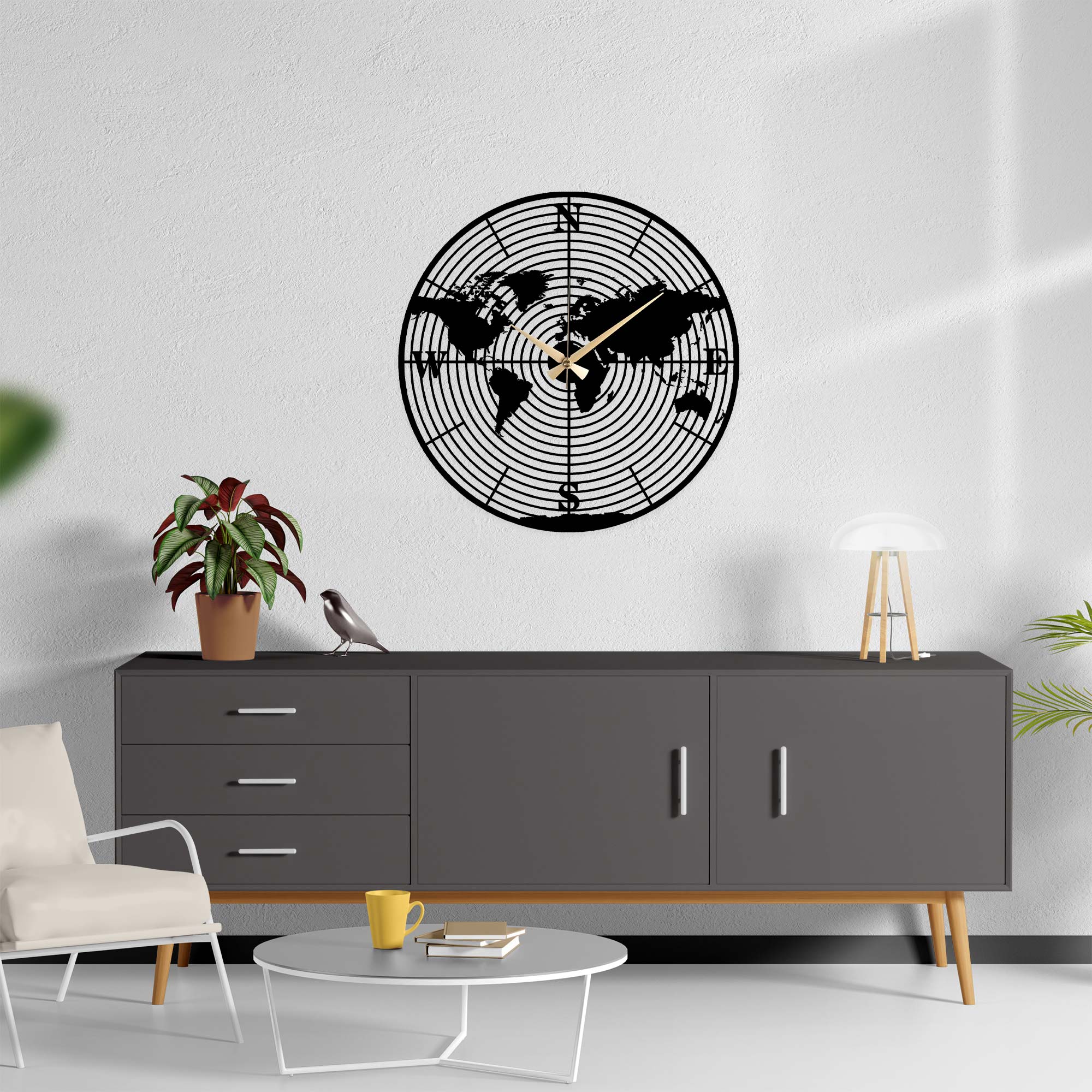 Ekvatoral Metal Wall Clock