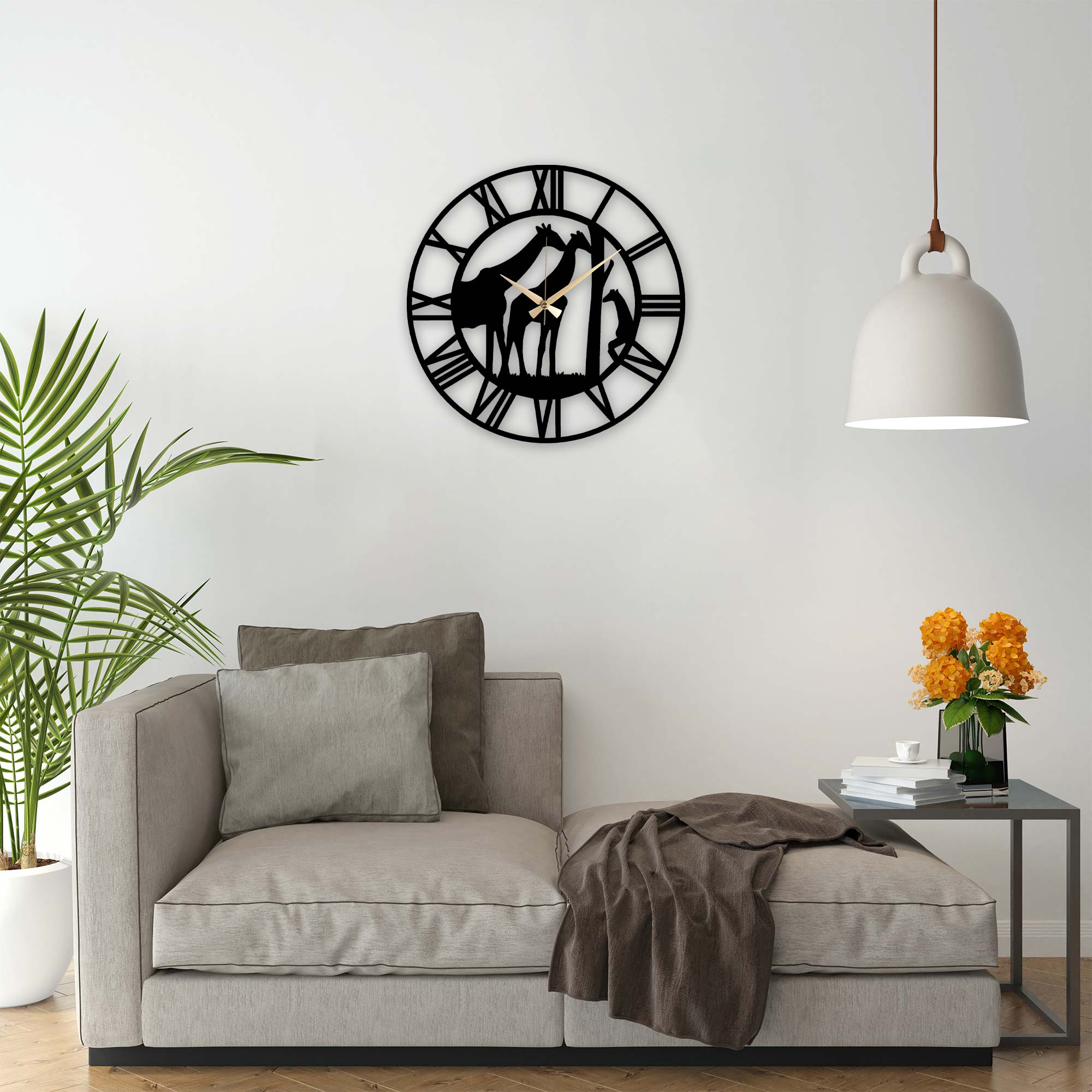 Giraffe Figured Metal Wall Clock