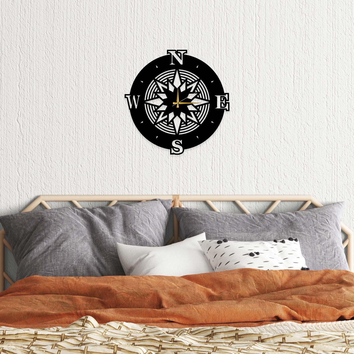 Compass Metal Wall Clock 