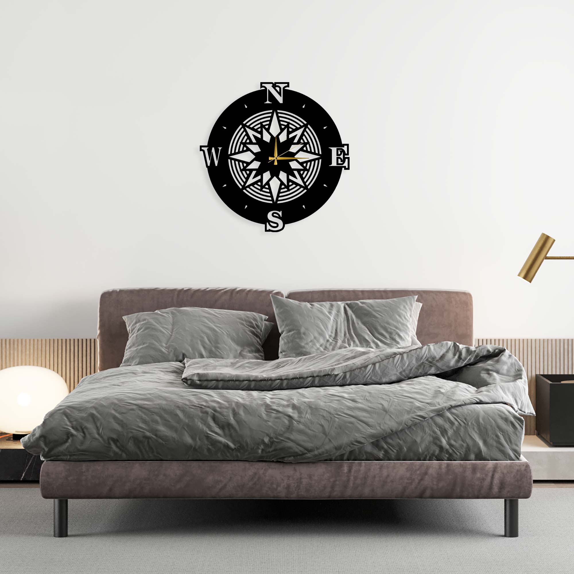 Compass Metal Wall Clock 