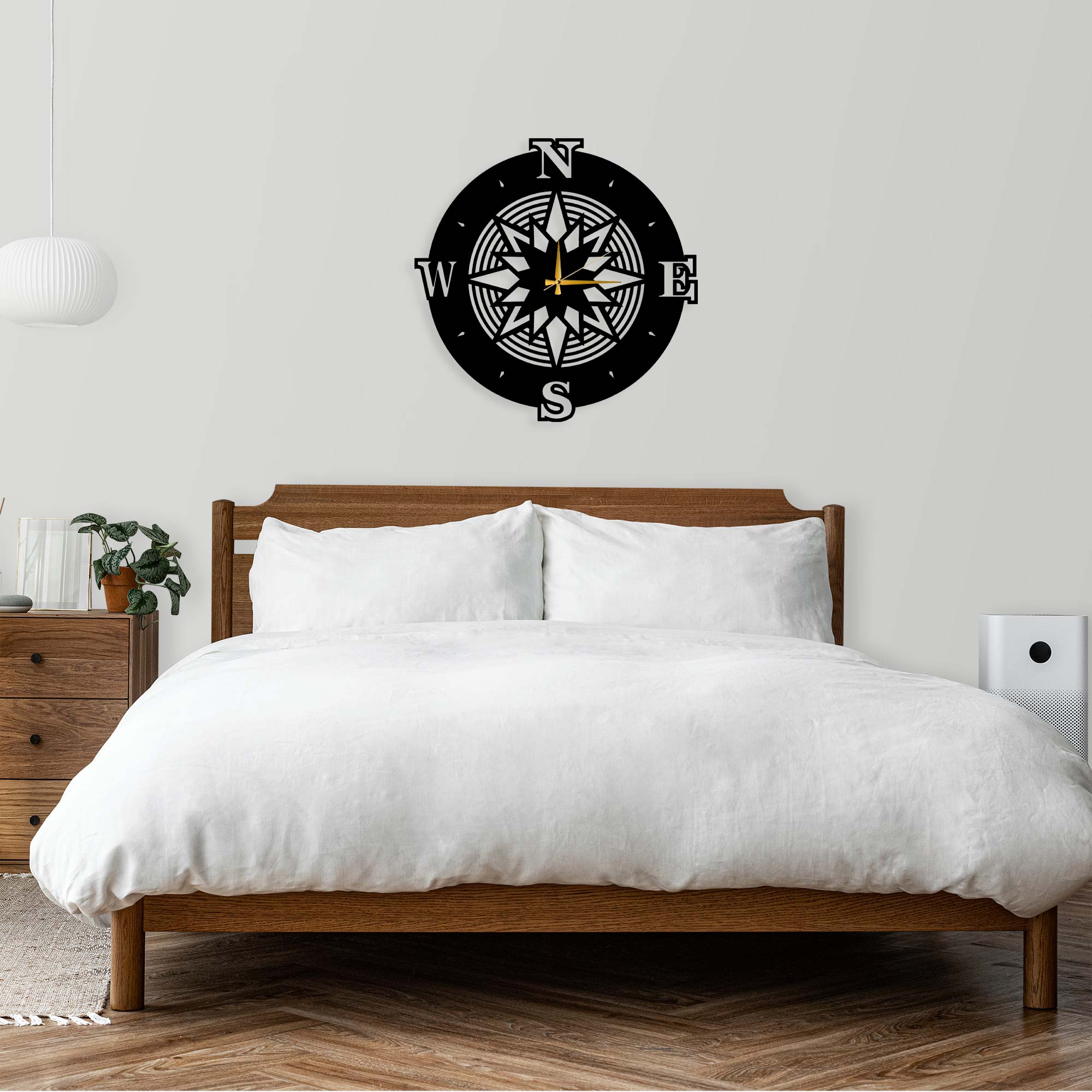 Compass Metal Wall Clock 