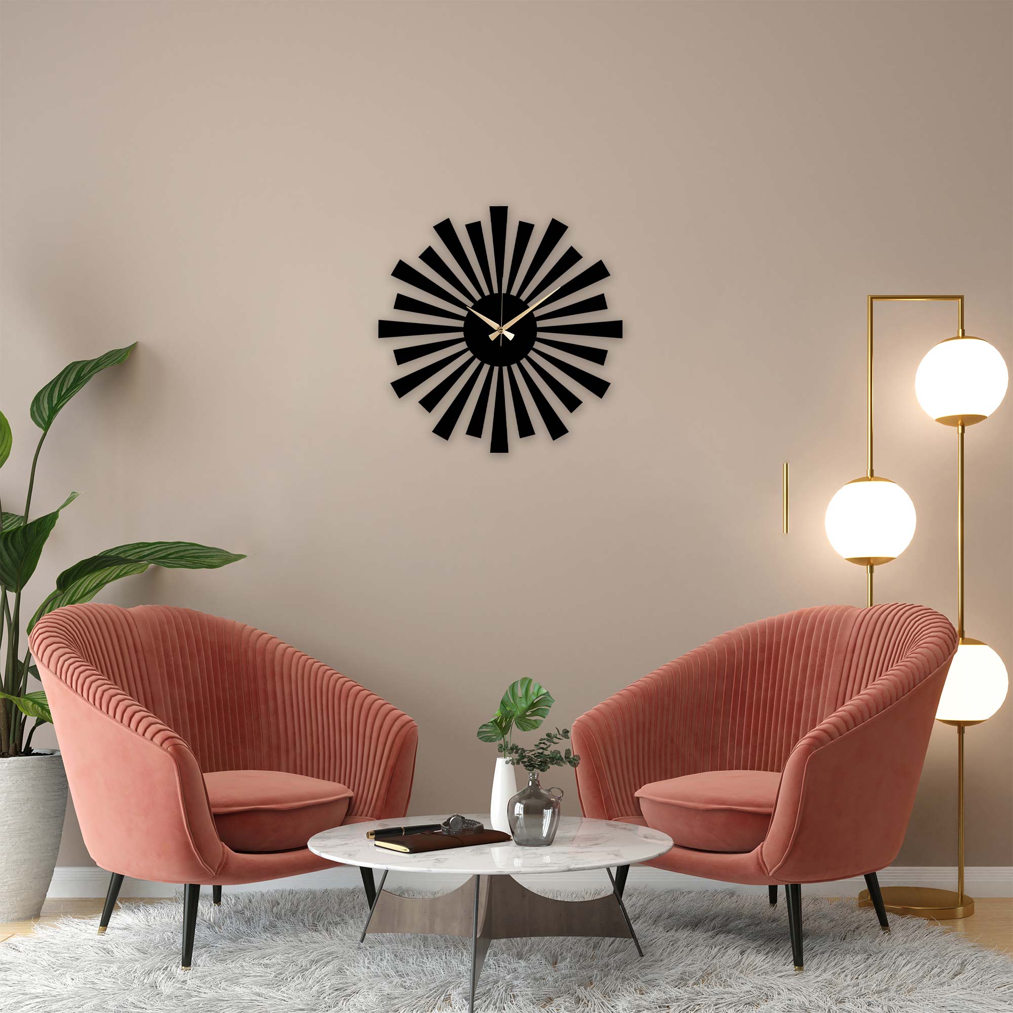 Sun Metal Wall Clock