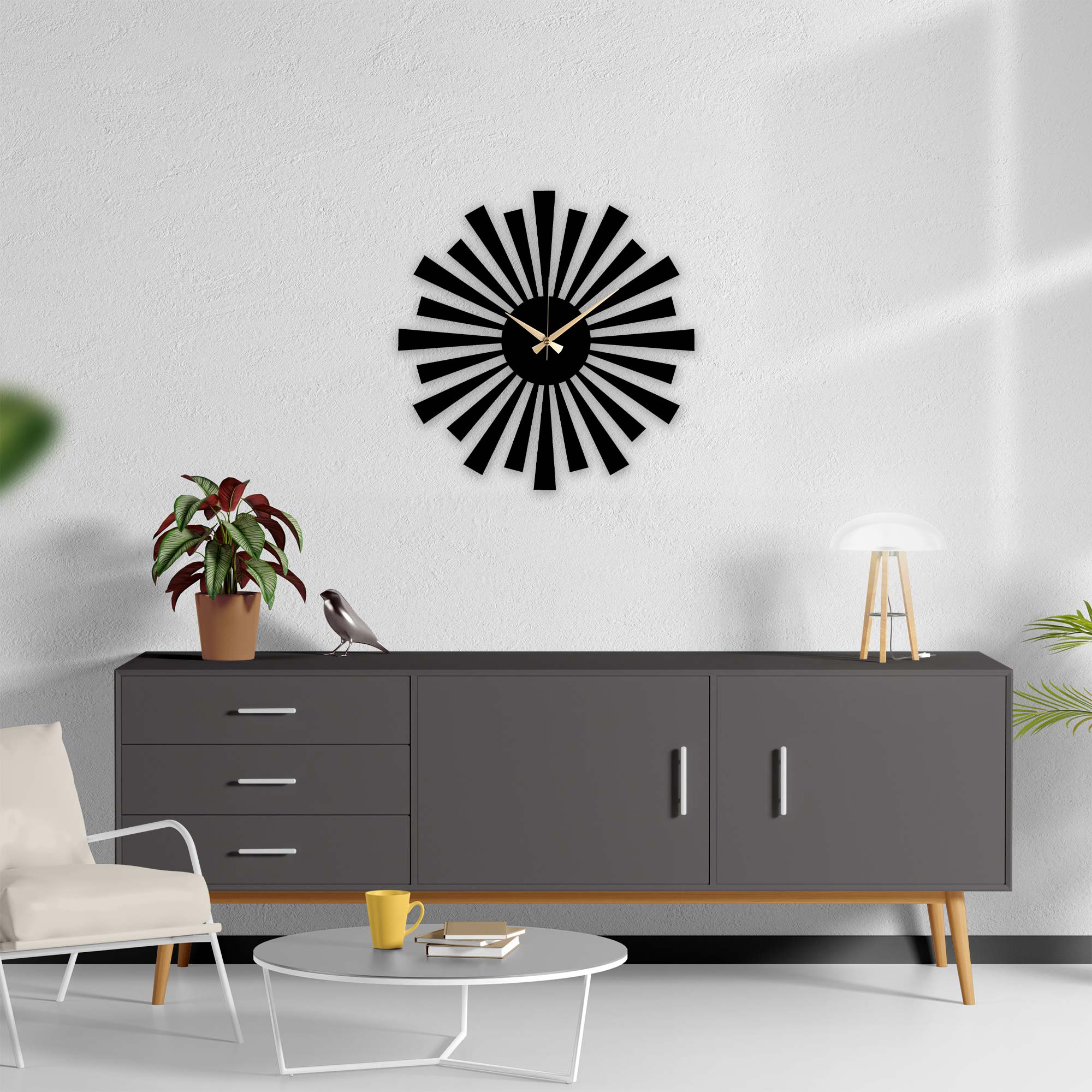 Sun Metal Wall Clock