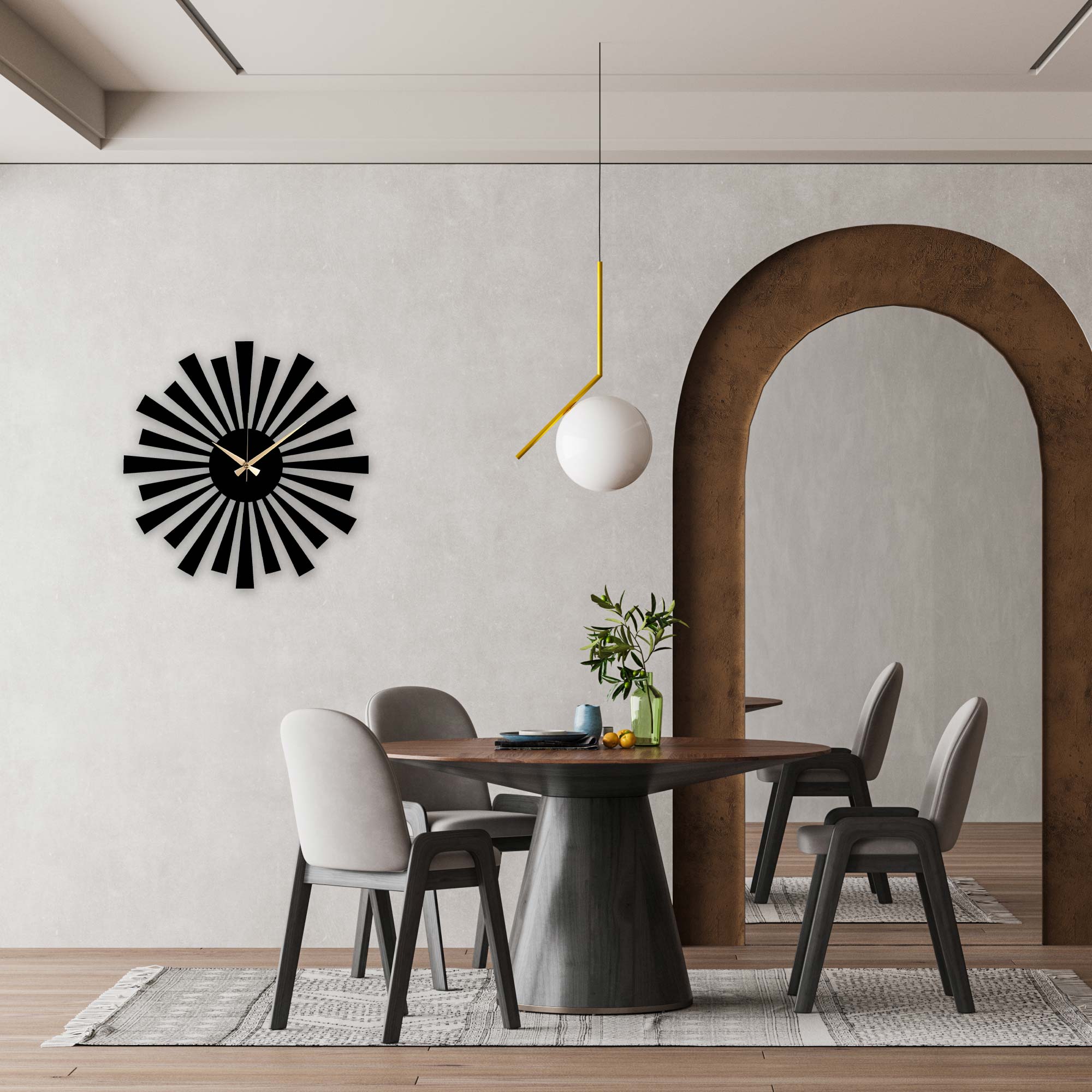 Sun Metal Wall Clock